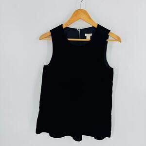 J . Crew Factory Black Velvet Peplum Sleeveless Goth Wimsy Top Size 0